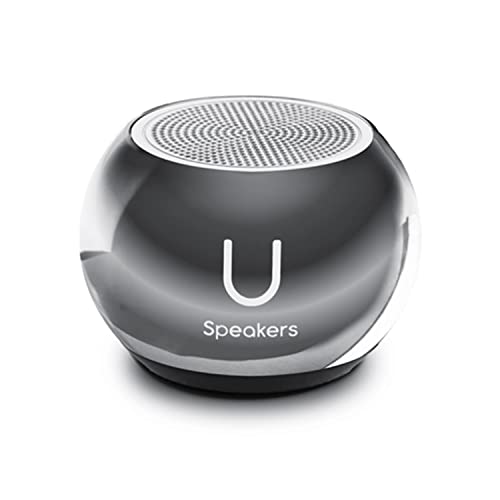 Fashionit U Mini, Tiny Bluetooth Speaker, Magnetic Base, Mirror Hematite | aluminum shell, Wireless, TWS stereo pairing, 30 foot range, rechargeable battery, magnetic base, travel and gifting - color: Mirror Hematite