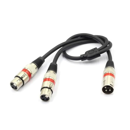 XLR Splitter Cable - XLR Male to Dual Female 3 Pin Patch Y Cable Balanced Microphone Splitter Cord Audio Adapter (50CM/1.5FT) - color: XLRM-2XLRF-50CM-1PACK