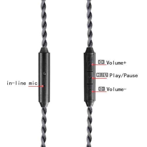HiFi Earphone Audio Upgrade Cable,8N Silver Plated Headphone Cords,1.3m in Ear Monitor IEM Cord Compatible with KZ ZS10 AS10 AS16 for Audiophile Musician 3.5mm w/mic(0.78mm 2Pin 4.2ft) - size: 3.5mm Plug w/mic