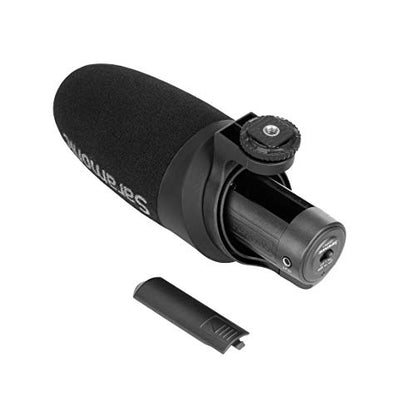 Saramonic CamMic+ | AA-Powered Shotgun Mic for DSLR, Mirrorless, Video Cams, Smartphones & Tablets | Shockmount, TRS Cable, The output cable of the, Video Cams, Windscreen for Protection from Weather and Dust, Mirrorless