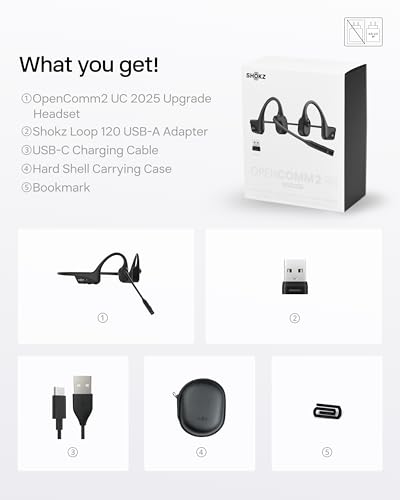SHOKZ OpenComm2 UC Open-Ear Headset, USB-A Dongle, Noise-Canceling Mic - style: OpenComm2UC (USB-A)