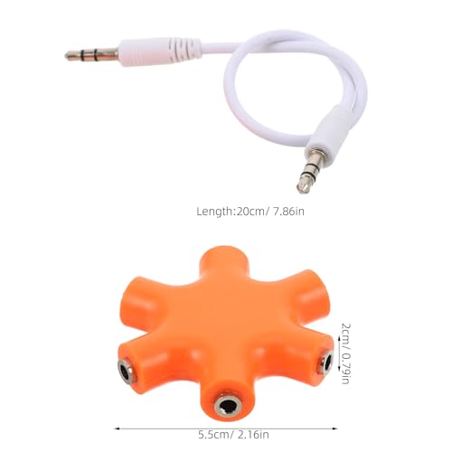 UKCOCO Multi Device 5-Jack 3.5mm Headphone Audio Splitter Adapter with Compact Plastic and Alloy Design for Daily Use and Travel, Stylish 1 Male to 4 Female Port Audio Output