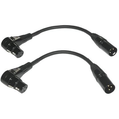 CNCESS Right Angle Female XLR to Straight Male XLR Cable, 2 Pack | 3-Pin to 3-Pin, Plug Cable