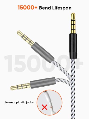 Long 3.5mm Headphone Extension Cable 15FT/4.5m, 4Pole TRRS Aux Cord with Microphone, 1/8 Stereo Audio Cable Male to Female for Car Stereos, iPad, Laptops, Phone, Black - size: 15 FT
