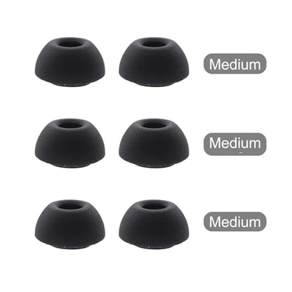 Klowcok Replacement Ear Tips for AirPods Pro 3(3rd Generation 2025), Medium | Memory Foam Earbuds Tips, Fit in The Charging Case, 3 Pairs, Black - size: Medium