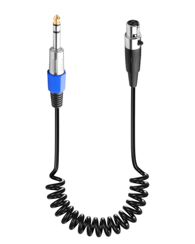 CERRXIAN Mini XLR Female to 6.35 mm 1/4" TRS Male Adapter Coiled Cable, Balanced 1/4" TRS Stereo Male to Mini XLR 4-Pin Female Stereo Audio Adapter - 50cm / 1.64ft - size: 4Pin Mini XLR Female to 6.35 mm 1/4" TRS Male