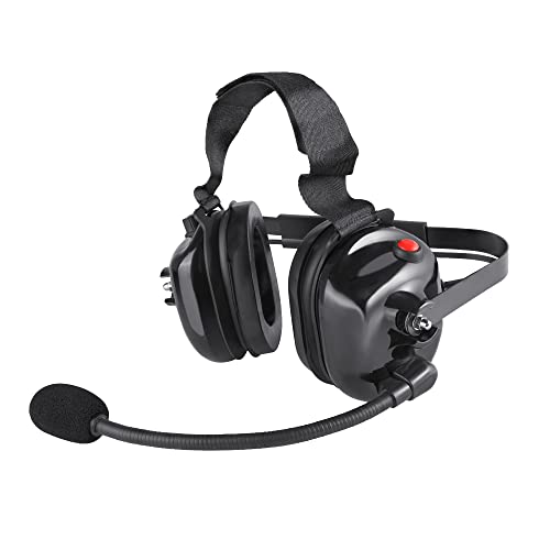 Two Way Radio Headset with Noise Cancelling Microphone, Volume Control Knob, Push to Talk, 3.5mm Input Jack Behind The Head Style Racing Headset