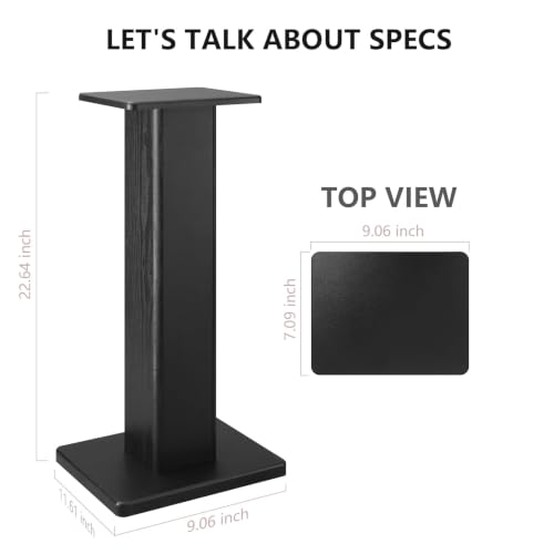 Universal Floor Black Speaker Stands, 22.64 Inch Surround Sound Stands Supports 150LB, Non-Slip Pads & Cable Ties, for Bookshelf Speaker,Satellite Speakers,Studio Monitors, Easy Installation