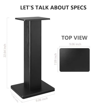 Universal Floor Black Speaker Stands, 22.64 Inch Surround Sound Stands Supports 150LB, Non-Slip Pads & Cable Ties, for Bookshelf Speaker,Satellite Speakers,Studio Monitors, Easy Installation