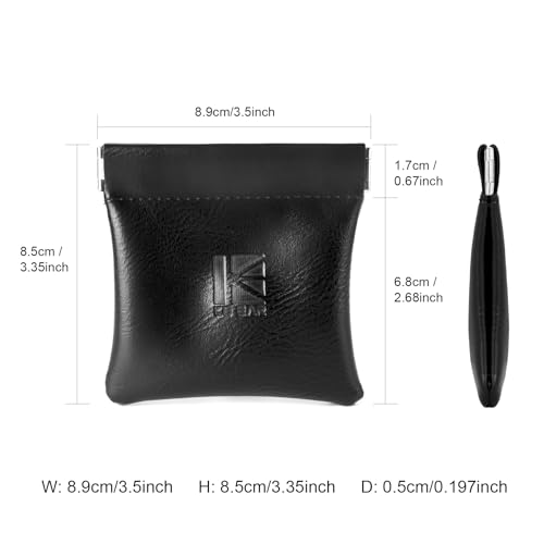 5PCS KBEAR BP01 in Ear Monitor Case for IEMS, Mini Portable PU Leather Headphones Case with Spring-loaded Closure for KZ ZS10 PRO, ZAR, ZAS, Earbuds, IEMs Cable, Eartips, Chargers (Black, Small- 5PCS) - size: SMALL - 5PCS