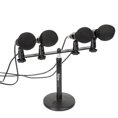 Gator Frameworks 1-to-4 Mic Mount Bar with Standard 5/8-Inch Thread Suitable for Most Microphone Stands Boom Arms (GFWMIC1TO4) - style: (4) Microphone Mounts