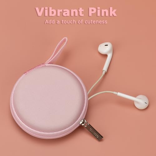 Ginsco Mini-Portable Hard Shell Earbuds Case for Apple EarPods Headphones USB-C Wired Ear Buds/Skullcandy Jib Wired Earbuds/Samsung Galaxy Wired Earbuds, Travel Case for Earphones Earplugs (1, Pink) - color: Pink