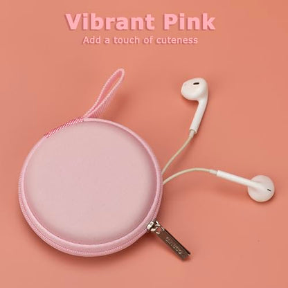 Ginsco Mini-Portable Hard Shell Earbuds Case for Apple EarPods Headphones USB-C Wired Ear Buds/Skullcandy Jib Wired Earbuds/Samsung Galaxy Wired Earbuds, Travel Case for Earphones Earplugs (1, Pink) - color: Pink