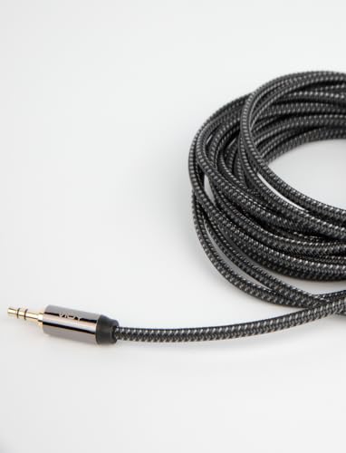 VIOY Aux Cable (30 ft), [Copper Shell, Hi-Fi Sound] 3.5 mm Male to Male Braided Auxiliary Cord Compatible with Headphone, Smartphone, Home/Car Stereo, Speaker, Echo & More - size: 30FT