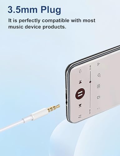 MAS CARNEY Wired Earbuds in-Ear Headphones with Mic for iPhone, School, MP3 | AUX Earbuds Wired Ear Buds for Student, Laptop, Computer, Airplane Travel, iPod, Kids, Smartphone, Samsung – 3.5mm Audio Jack - color: White
