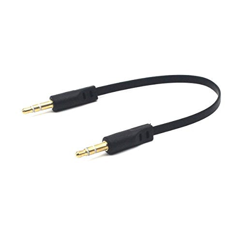 3.5mm Male Stereo Audio Flat Cable, 15cm, 2 Pack, 1/8" TRS Jack Plug Headphone Headset AUX Cord - color: Straight Plug