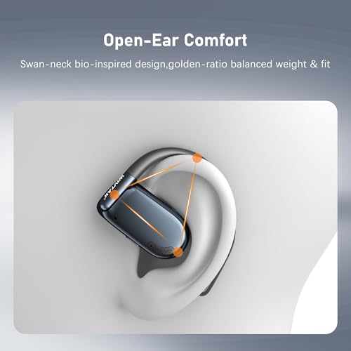 Wireless Earbuds, Open-Ear Sports Bluetooth Headphones, Acoustic Chamber Audio, ANC Call Noise Reduction, Smart Digital Display Charging Case, IPX5 Water Resistant, for Cycling Work - color: Black