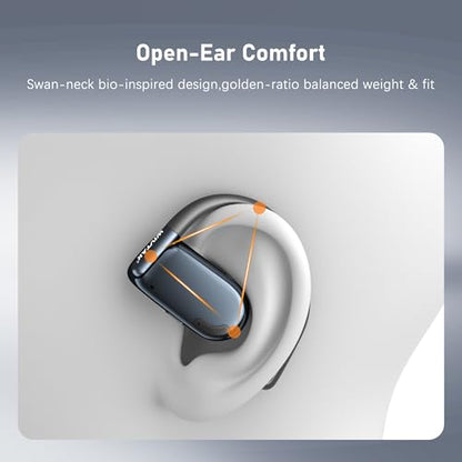 Wireless Earbuds, Open-Ear Sports Bluetooth Headphones, Acoustic Chamber Audio, ANC Call Noise Reduction, Smart Digital Display Charging Case, IPX5 Water Resistant, for Cycling Work - color: Black