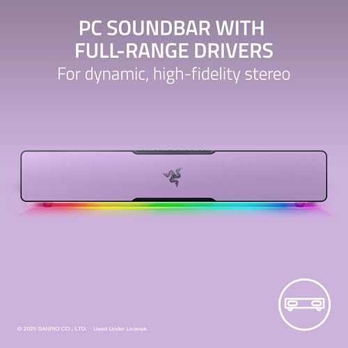 Razer Leviathan V2 X, PC Soundbar, Full-Range Drivers, Kuromi Edition | Compact Design, Chroma RGB, USB-C, Bluetooth 5.0, for PC, Laptop, Smartphones, Tablets & Nintendo Switch - color: Kuromi Edition, size: V2 X