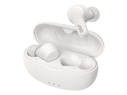 JVC Gumy HAA7T2W True Wireless Earbuds, White | Bluetooth 5.3, 24-Hour Playback, IPX4 Water Resistant, XS/S/M/L Earpieces, Built-in Mic - color: White
