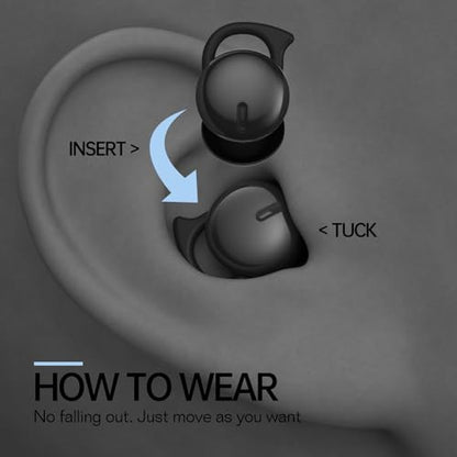 Invisible Sleep Headphones, Sleep Earbuds for Side Sleepers (Black) | Mini Noise Blocking Sleeping Earphones, Bluetooth 5.3 Wireless Earbuds for Sleeping, Working - color: Black