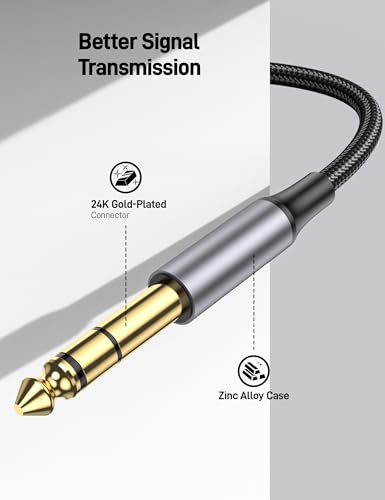 1/4 inch to 3.5mm Stereo Audio Cable 6.6FT, 1/8 to Quarter Inch TS 6.35mm Y Splitter Guitar AMP Aux Cord for Guitar,iPod, Laptop, Home Theater Devices, Smartphones and Amplifiers(2Pack) - size: 6.6FT