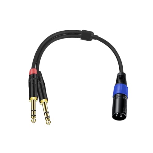 6.35mm Dual TRS to XLR Male Cable for Microphone, Mixer, Amplifier, 1.5 FT, Dual1/4 TRS to XLR Audio Cable, Y Splitter Patch Cord, 3-Pinxlr to Dual 1/4 Male Converter Adapter Cable - size: 1.5Ft, 1Pack, style: Dual 1/4 to XLR Male