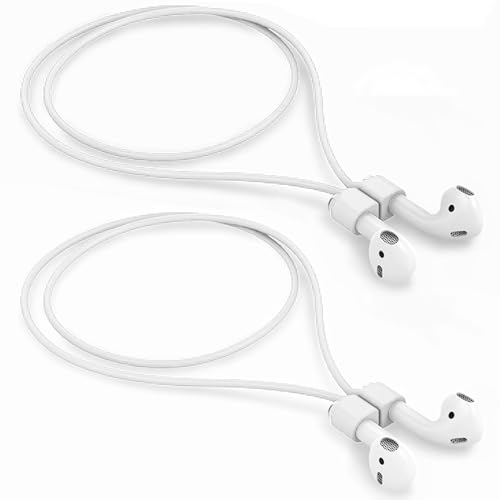 Mooyavia 2 Pack Strong Magnetic Anti-Lost Straps for AirPods, Colorful Soft Silicone Sports Lanyard Compatible with AirPods 4rd / AirPod Pro 1st & 2nd / AirPod 3rd /AirPod 1&2 -White | Compatible with AirPods Pro 3/2/1 & AirPods 4/3/2/1,Soft Silicone Spor