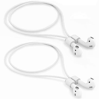 Mooyavia 2 Pack Strong Magnetic Anti-Lost Straps for AirPods, Colorful Soft Silicone Sports Lanyard Compatible with AirPods 4rd / AirPod Pro 1st & 2nd / AirPod 3rd /AirPod 1&2 -White | Compatible with AirPods Pro 3/2/1 & AirPods 4/3/2/1,Soft Silicone Spor