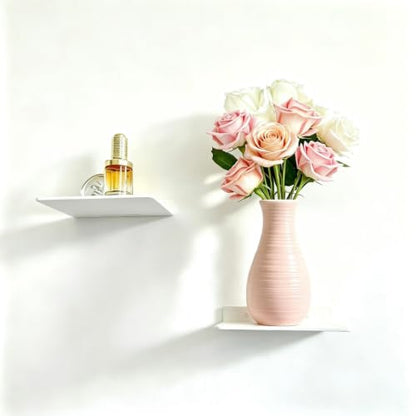 소형 플로팅 선반 - 두께 3mm, 16.5cm(6.5인치), 벽 선반, 에코, 카메라, 소형 스피커용 금속 플로팅 선반, 욕실, 거실, 침실용 벽 선반 (화이트 2개) - color: 화이트 2개