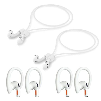 Magnetic Anti-Lost Straps Ear Hook Compatible with AirPods 4 3 2 1 (6pcs White) Suitable for Sports and Business Trips. - color: 6pack White