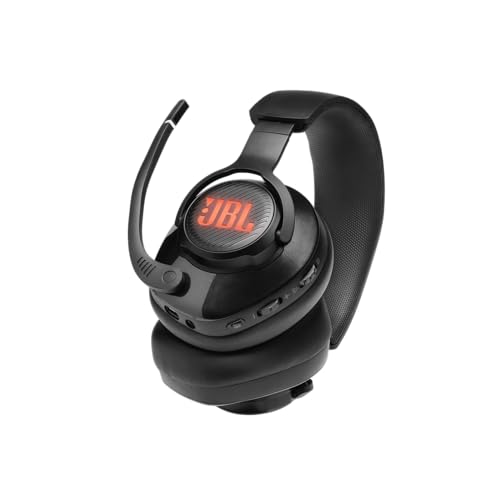 JBL Quantum 400 - Wired over-ear gaming headset with game-chat balance dial, JBL QuantumSURROUND and DTS, Voice focus directional flip-up mic and memory foam ear cushions (Black) - size: One Size