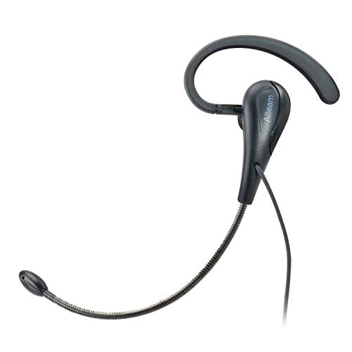 Wired Mono Single Headset One Hook Design Earphone Earbud with Bendable Boom Arm Mic, Adjustable Ear Angle and Earhook Length, 15mm Driver, 3.5mm TRRS Plug for Smart Mobile Cellphone Tablet PC