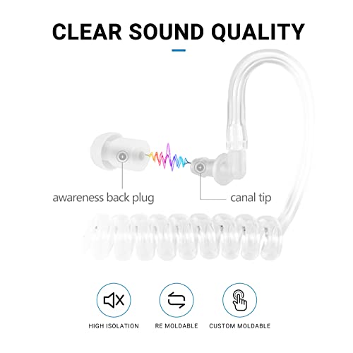 Acoustic Ear Tube Earpiece Replacement - Air Acoustic Coil Tube Headset Replacement Parts，Secret Service Earpiece,Fake Fbi Security Radio Earpiece (Clear)