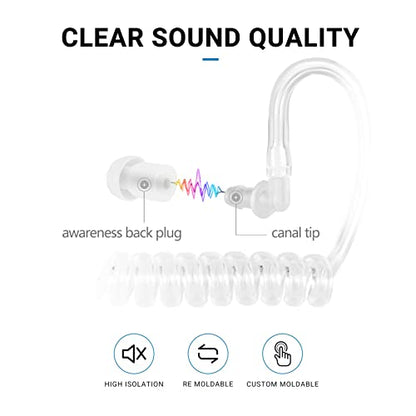 Acoustic Ear Tube Earpiece Replacement - Air Acoustic Coil Tube Headset Replacement Parts，Secret Service Earpiece,Fake Fbi Security Radio Earpiece (Clear)