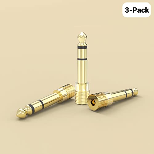 Cubilux 6.35mm to 3.5mm Audio Adapter, Gold Plated 1/4” Male to 1/8” Female TRS Stereo AUX Connector Converter for Guitar Keyboard Digital Piano Studio Monitor Amplifier Mixer Splitter, 6-Pack - color: 6-Pack