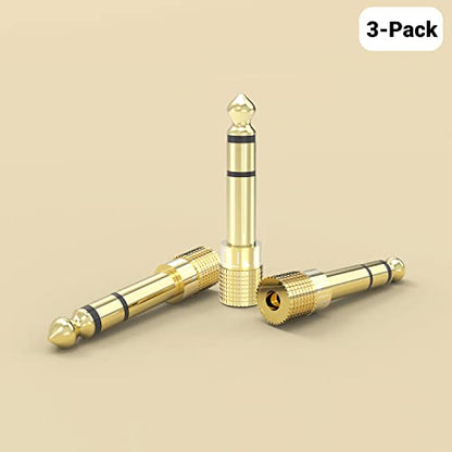Cubilux 6.35mm to 3.5mm Audio Adapter, Gold Plated 1/4” Male to 1/8” Female TRS Stereo AUX Connector Converter for Guitar Keyboard Digital Piano Studio Monitor Amplifier Mixer Splitter, 6-Pack - color: 6-Pack