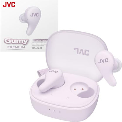 JVC Gumy Premium True Wireless Earbuds Noise Cancelling, Bluetooth 5.4 Headphones 26H Battery, ANC Ambient Mode, Gaming Low Latency, USB-C Case - color: Grape