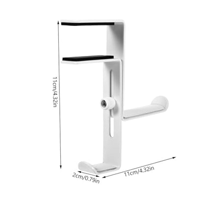 STOBOK Adjustable Clip-On Headphone Stand Hanger Under Desk Headset Holder for Gaming and Office Use Metal Headphone Hook Stable Mounting Black - color: White