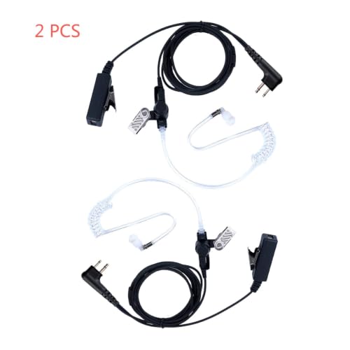 2 Pcs 2-Wire Surveillance Acoustic Tube Walkie Talkie Earpiece/Headset Compatible with Motorola Radio CP200 CP200d CLS1410 CLS1110 CLS1413 GP2000 XU1100 PRO1150 MU12(2 PCS) - color: Black - 2 Pack