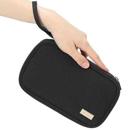 NISHEL Travel Cord Organizer Case, Double Layers Tech Electronic Bag, Essentials for Charger, Cable, Phone, Flash drive, Medium, Black | Double-layer bag keeps chargers, cables, flash drive, and small tech essentials organized for trip, Medium, Black - co