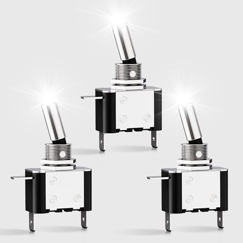 Nilight 3PCS White LED Toggle Switch 12V 20A 3 Pin 2 Position ON Off SPS - color: 3PCS LED Switch White