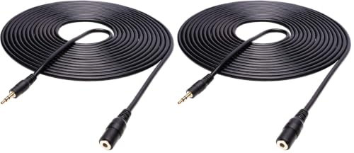 Movo MC20 3.5mm Audio Cable - 3.5mm TRS Female to Male 20ft Extension Cord for Microphones, Headphones, and More (Pack of 2) - size: 20-foot (Pack of 2)