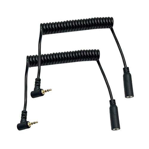 Seadream Coiled 2.5mm Audio Cable 2Pack Coiled 2.5mm Right Angled Male to Female Camera Remote,Headphone,Harmony Hub IR Blaster & IR Emitter Jack Gold Plated Cable - style: 2Pack Coiled M to F