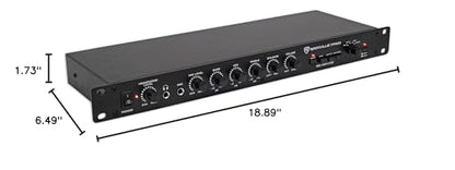 Rockville PPA20 1U Rack Mount Pre-Amplifier with Crossover and 3-Band EQ | XLR Output, Phono/5 AUX/Mic Inputs, Low Cut Filter, Ground Lift, Headphone Out, 5Hz-30KHz, Loudness Compensation