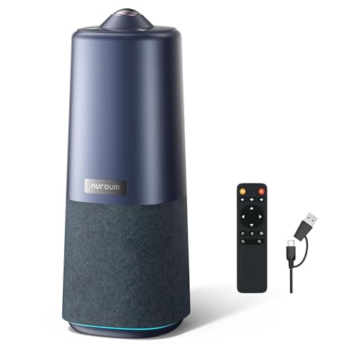 NUROUM 360 Pro Conference Room Camera System with Mic, 3 AI Modes | 360° Panoramic View, Sony 12MP CMOS Sensor, 6 Omnidirectional Mics, Plug-and-Play, Versatile Compatibility, Remote Control