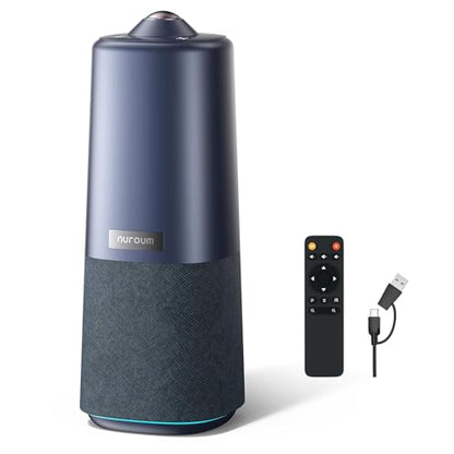 NUROUM 360 Pro Conference Room Camera System with Mic, 3 AI Modes | 360° Panoramic View, Sony 12MP CMOS Sensor, 6 Omnidirectional Mics, Plug-and-Play, Versatile Compatibility, Remote Control