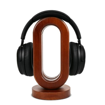 Wooden Headphone Stand for Desk, Solid Wood Headset Holder | Modern Desktop Headphone Hanger, Minimalist Desk Accessory for Home Office, Gaming Setup & Studio