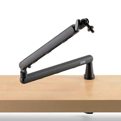On-Stage MBS-LP1 Low-Profile Broadcast Boom Arm – Adjustable Mic Stand with 5/8" Thread, Cable Management, C-Clamp & Flange Mount – Quiet Hinges, 360° Swivel for Podcasting & Streaming