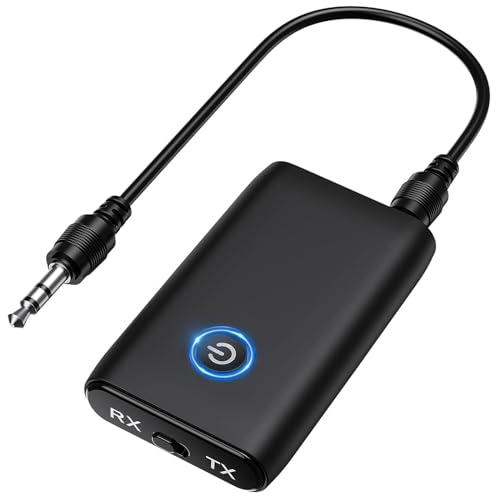 Aux Bluetooth Adapter for Car, 2 in 1 Bluetooth Transmitter Receiver, Portable Wireless Adapter, 3.5mm Aux Audio Receiver Car Home Audio System/Headphone/Speaker - color: Black